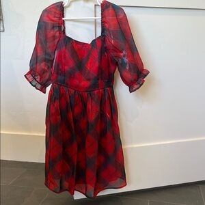 Plaid Red Kids Formal Dress